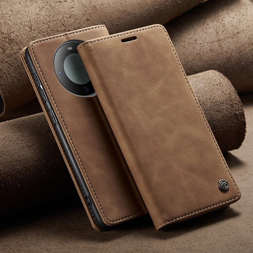 Huawei Mate60 Mobilfunkkoffer Flip Leder Case Mate60Pro Schutzhülle Mate60Pro + Vollkontakt Anti-Fall-Silikon Business Case Mate60Pro [braune Farbe] [Fall-Sicht 丨 Wear-Resistant 丨 Ant-Fingerabdruck]