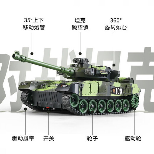 Yueyue Kinder Fernbedienung Fahrzeug Tank Spielzeug Fernbedienung Fahrzeug Militärmodell Military Green Electric Panzer Fahrzeug Crawler Boy Silver Fernbedienungstank (31 cm) mit Light Sound Battery Life -Version (ein Satz wiederaufladbarer Batterien + Ladekabel)