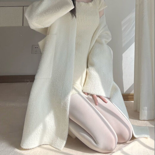 Feiyu Lolita pure desire milky white soft cute jk girl velvet 120d jumpsuit dance leggings solid color-white 80-140Jin Jin equals 0.5kg /145-170CM