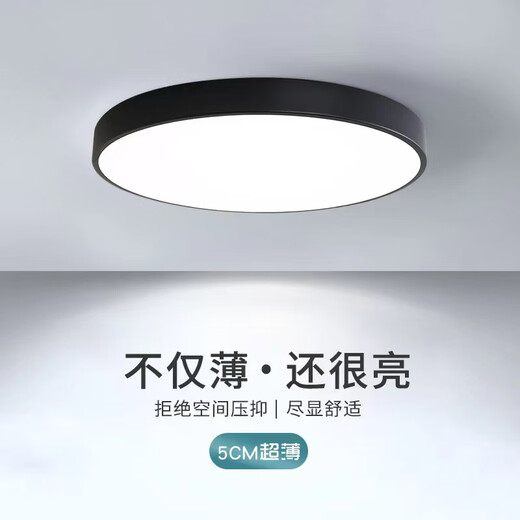 心语馨超薄卧室灯超亮客厅led吸顶灯现代简约房间阳台圆形大气语音灯具 白色圆形60CM/48瓦（卧室/餐厅） 三色调光