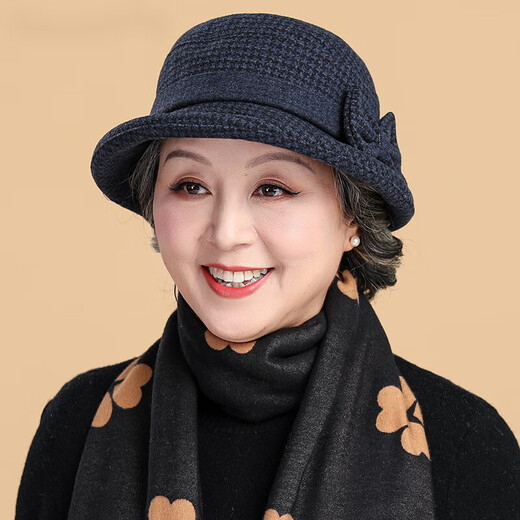 千姿娇媚（QIANZIJIAOMEI）中老年帽子女秋冬季妈妈休闲渔夫帽毛呢礼帽加厚奶奶老人 酒红色 均码 56-58