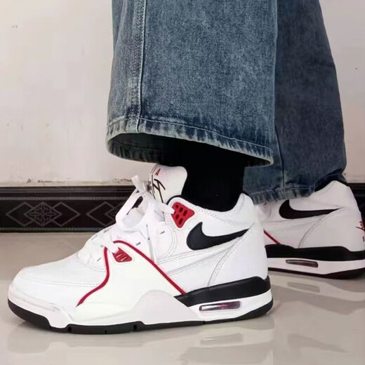 耐克（NIKE）篮球鞋男鞋2025夏季新款运动鞋AIR FLIGHT 89简版AJ4休闲鞋板鞋 FD9928-101白红 40.5