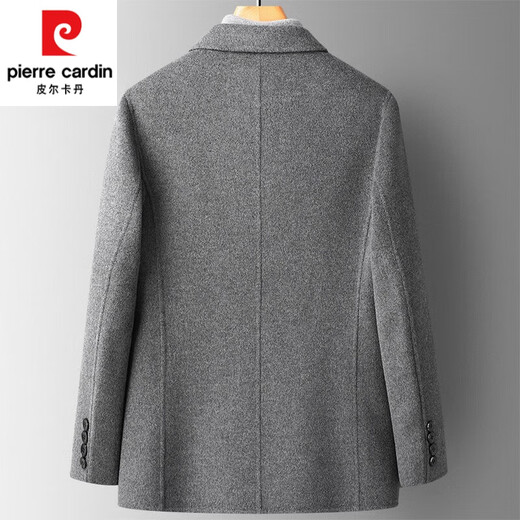 Pierre Cardin 100% pure wool casual suit men's autumn and winter double-sided woolen suit short light luxury woolen jacket men's blue gray 170/M recommended 110Jin Jin equals about 0.5 kg