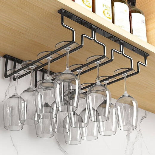 St. Peter's Red Wine Glass Rack Light Luxury Wine Glass Rack Upside Down Hanging Home Wine Cabinet Ornaments Goblet Rack Hanging 4 Slots Black