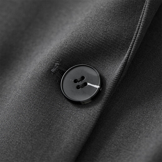 Shandubila 2025 Spring and Autumn Blazer Feminine Commuting One-Button Metal Label Fake Pocket Suit Dark Gray M