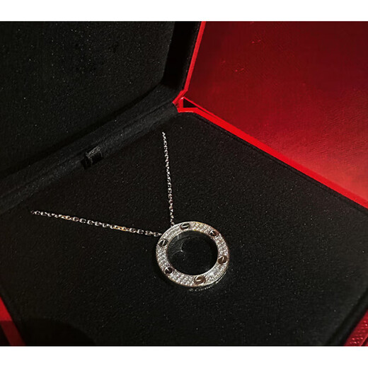 DL 1998 Fat Donglai same style 18k gold cake necklace full of diamonds rose gold round cake pendant K light luxury niche design white gold rose gold three diamond necklace (original packaging)