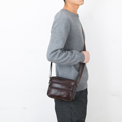 
CEOCK light luxury genuine leather shoulder bag men's crossbody bag small backpack pure leather cow gift top layer cow leather flagship coffee [horizontal 9906#]