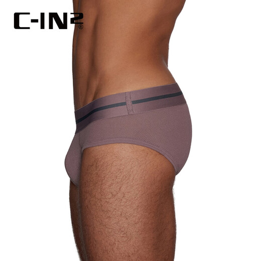 C-IN2新品棉加氨纶网眼吸汗运动U凸囊袋青年低腰三角内裤男6843CB 藕粉色671- 1条 M 适合2尺4-2尺5腰围(31-33码)