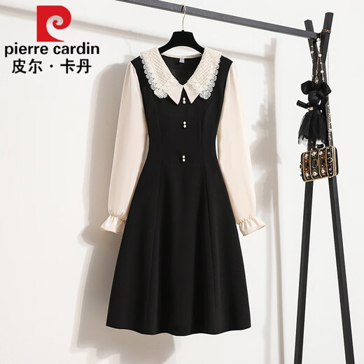 Pierre Cardin (Pierre Cardin) sexy dress, feminine, fragrant, French style, small A-line skirt 2025 new spring and autumn dress, black XL 120-140Jin Jin is equal to 0.5 kg