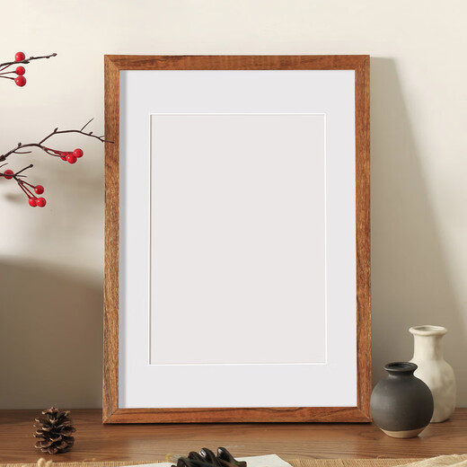 Senmiao solid wood a4 photo frame table blank calligraphy French painting picture frame wall hanging 4k wooden frame 8k frame can be customized and self-assembled Teak color-selected solid wood can be customized 4 opening wall hanging can place 38.2*53.2cm