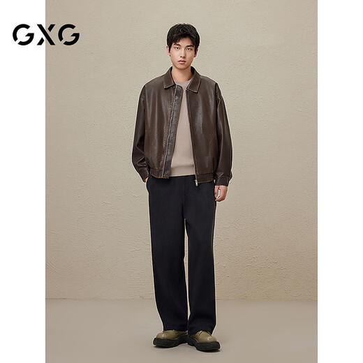 GXG Men's American Leather Jacket Unisex 2024 Autumn New Jacket Brown 175/L