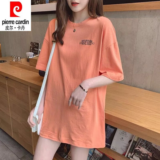Pierre Cardin 24 NUEVA Camiseta de manga corta de longitud media de algodón puro para mujeres NUEVO ALTER DE NUEVO ESTUDIANTE COREANO ESTUDIANTE A LANZA A LAN TAMAÑO MEDIA 699# Pink Pure Cotton Quality L (recomendado 116-125 Jin [Jin iguala 0.5 kg])