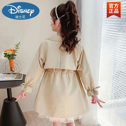 Disney Girls Spring and Autumn Trench Coat 2023 New Mid-Length Style Fashionable Medium Large Children Princess Pink New Coat Pink [Spring and Autumn Style] 160 Size [Suggested height about 150cm]