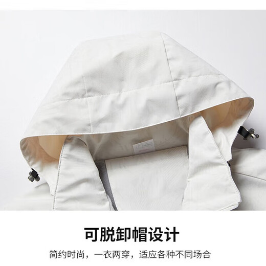 BRELRMON加绒外套风衣男女冲锋衣单层秋冬防风保暖软壳工装韩版户外夹克 9930A深灰-男【纯色】 M
