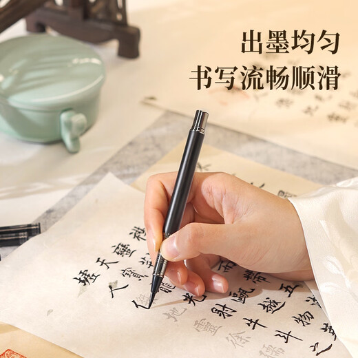 Deli (deli) fountain pen style soft pen calligraphy practice brush small letters can add ink and change the core, adult beginners introductory copybook practice calligraphy and copy scriptures school gift 18 ink bags