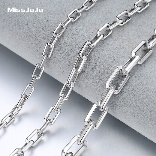 Miss JuJu platinum necklace men's pt950 white gold thick square cross chain domineering men's neck chain deposit customization Specifications contact customer service