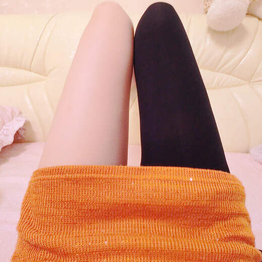 Meinaidiao stockings pressure leg socks autumn and winter plus velvet leggings medium thick pantyhose for women black with feet 1 piece one size fits all 200D (early autumn micro-pressure suitable for 15-25 degrees)