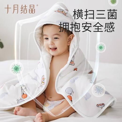 October crystallization newborn baby quilt with newborn baby in spring and summer delivery room baby sleeping bag wrapping quilt [antibacterial thin cotton clamp]-Cloud rabbit baby quilt with quilt