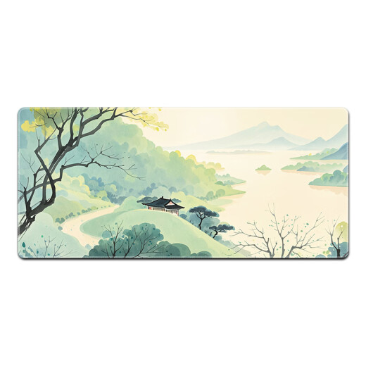 三色猫鼠标垫大号国风山水电竞游戏古风键盘垫定制电脑办公桌桌面垫中国风桌垫加厚防滑学生宿舍家用垫 12040碧绿山水 60厘米x30厘米x2毫米