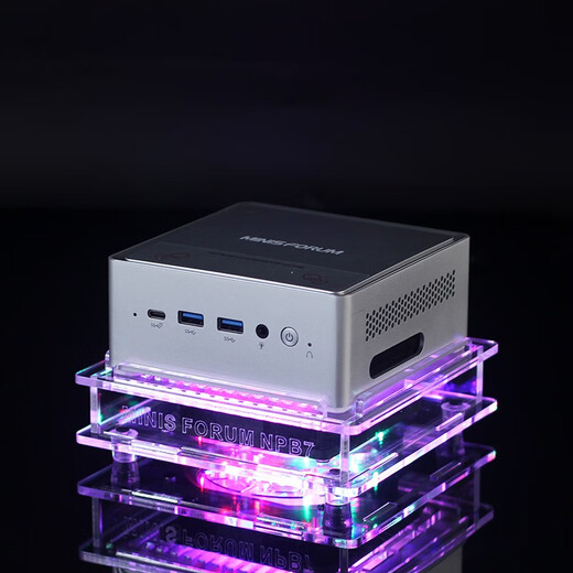 晶颜mini台式电脑小主机NPB7 NAB5 NAB6 UM580 UM690 UM790 UM773准系统迷你小电脑主机散热器降温风扇 透明炫彩【调速静音版】