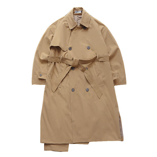 Mid-length windbreaker for men, fat, plus size plus size trendy jacket Korean version casual loose over-knee spring and autumn clothing Hong Kong style 9925 military green XL 170-220Jin [Jin equals 0.5 kg]