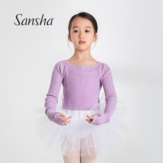 Sansha children's dance practice clothing long-sleeved ballet knitted top jacket performance white S-M