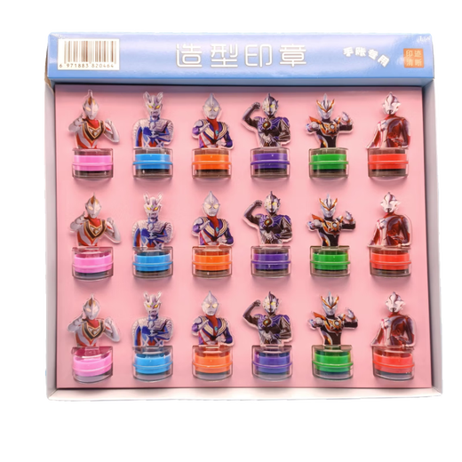 Ultraman Seal Zero Teacher Encouragement Reward Praise Medal Stamp Cute Children's Baby Toy Set [6 pcs] Ultraman Complete Set 1 each (free 1 stamp ink)