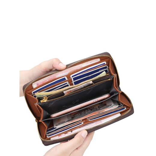 Kuqi Kangaroo Brand Women's Wallet 2025 Chinese Valentine's Day long wallet multi-functional zipper large capacity hand card holder all-in-one package N5566 brown collection priority delivery