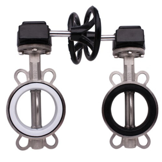 D371X2FF-16P turbine butterfly valve stainless steel 304 wafer butterfly valve DN50 65 80 100 150 200 DN300 (PTFE) pinless valve plate