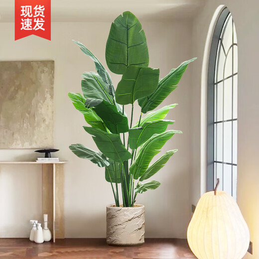 Weiou simulated green plants, high-end light luxury living room, fake plants, indoor potted plants, large decorative ornaments, bird of paradise simulated flowers, 1.4 meters bird of paradise<+white round bottom flowerpot&g