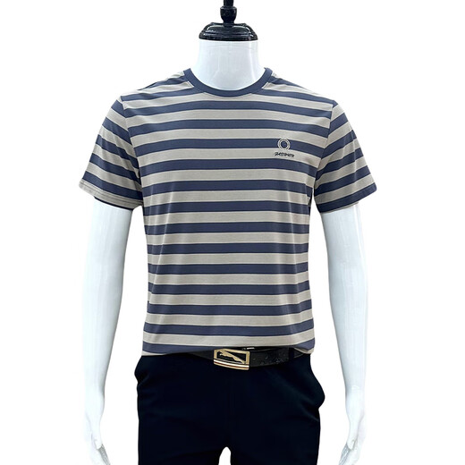 Golf modernes Golf-T-Shirt Sommer kurzärmelig gestreiftes dünnes High-End-Hohe im mittleren Alter, das Gewerbe für Männer lässig Farbe rundes Nacken T-Shirt Khaki 6195 L