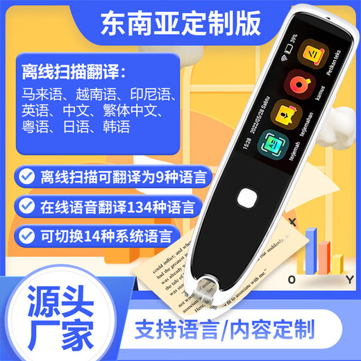 Lápiz de lectura sin conexión en varios idiomas, lápiz de escaneo ruso, malayo, tailandés, vietnamita, lápiz de diccionario universal, cantonés universal, versión internacional de alta gama + 134 traducciones de voz