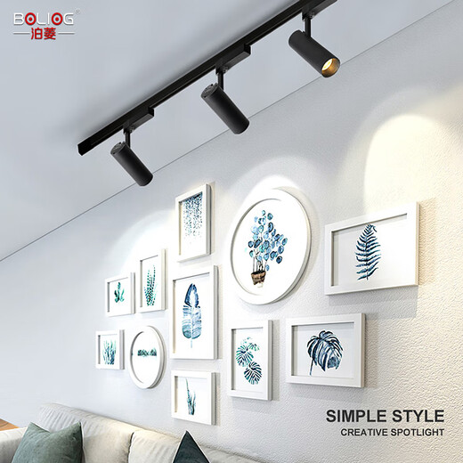 Boling led track spotlight ceiling light downlight ceiling rail light Nordic clothing store cob track light surface mounted small spotlight black _ 5W _ ceiling type positive white light 6000K