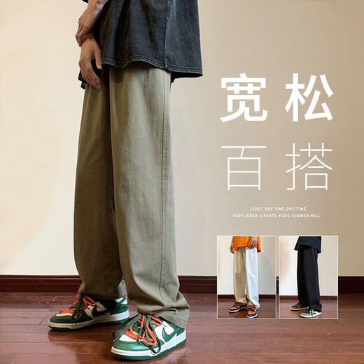 Talentierte Freizeithose mit geradem Bein für Herren, 2025, neuer Hosenstil, Sommertrend, locker und vielseitig, Arbeitskleidung im japanischen Hong-Kong-Stil, Hose mit weitem Bein, 826-schwarz, Größe L