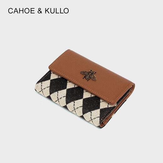 CAHOE KULLO official wallet women's short 2025 new women's card bag clutch bag women's multi-card slot niche coin purse women brown-CK birthday gift for girlfriend