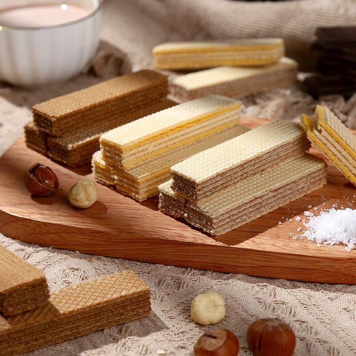 Delicious wafer biscuits, chocolate flavor, cheese flavor, sandwich, separate small package, casual snack afternoon tea, office bulk 880g, mixed flavors 110 pieces