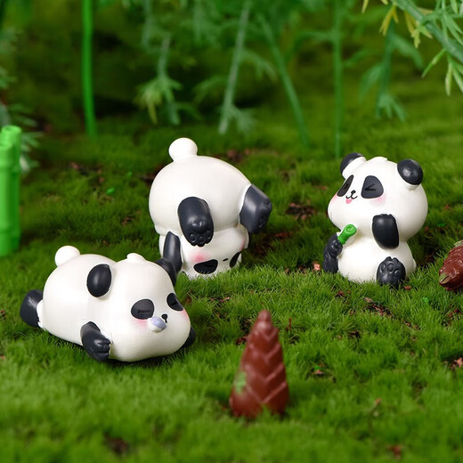 
Collection of items: cute giant panda small ornaments, cute DIY panda handmade doll desktop micro landscape landscaping birthday gift, happy panda (one set of 6 pieces) + small cloth bag