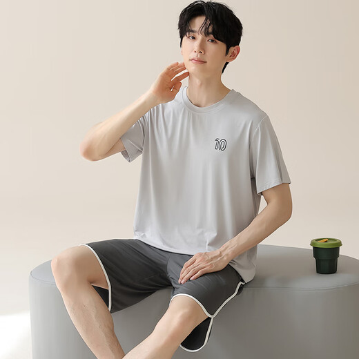 
Catman (MiiOW) men's pajamas men's short-sleeved shorts suit Modal summer thin style can be worn on the outside, fashionable ice silk cool home clothes M15606 L Recommended weight 100-120 Jin [Jin equals 0.5 kg]