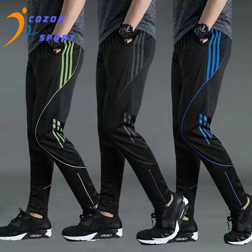 Cozok Summer Sportshosen Männer lose Kälber, Rad- und Fitness -vielseitige Trendy Casual Hosen Fußballtraining Hosen 9680 Schwarz und Rot (dünner Stil) 3xl Größe