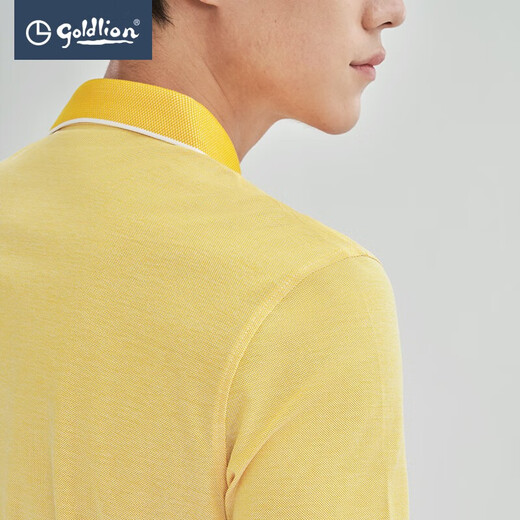 
Jinlilai [pure cotton/anti-bacterial] spring and summer short-sleeved men's embroidered business casual lapel T-shirt, all yellow-43HD L