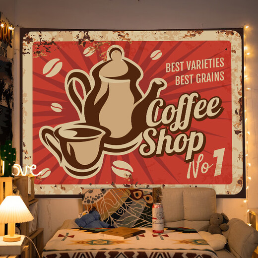 Pure tone retro American hanging cloth cafe beer decoration background cloth restaurant atmosphere matching tapestry cloth internet celebrity photo XFJ401 1 meter wide 0.7 meters high free installation package