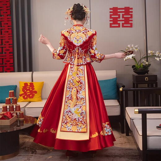 泰勒马丁秀禾服新娘龙凤褂2025新款高端中式嫁衣结婚礼服敬酒礼服古装婚纱 0228 2XL