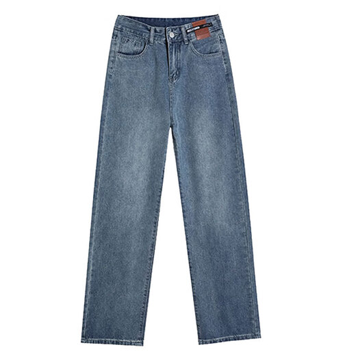 
MARKYINXIANG retro wide-leg jeans for women in spring 2025 new high-waist slim loose straight draped floor long trousers HN684 Inman retro blue S (95Jin[Jin equals 0.5 kg])