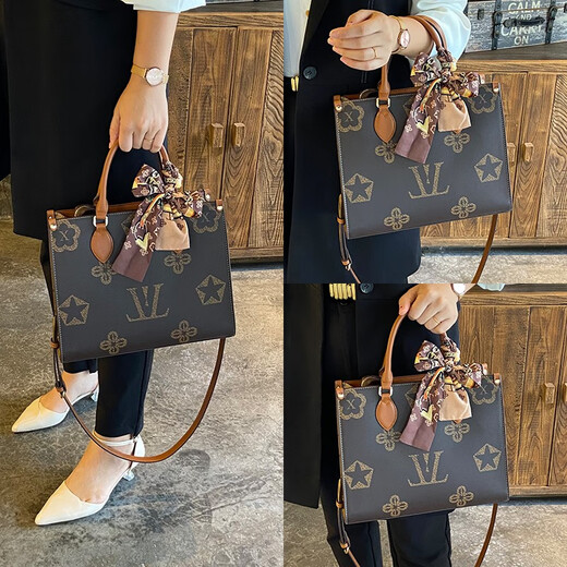 IT MANCLACYK light luxury bag women 2025 European and American big brand handheld large capacity tote bag versatile printed bag Big flower AB side (large spot)
