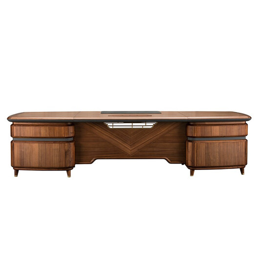 Laiju Mansion North American black walnut boss desk solid wood office desk and chair combination new Chinese style CEO desk total executive desk file cabinet 2.4 meters CEO desk 2400*1000*760mm