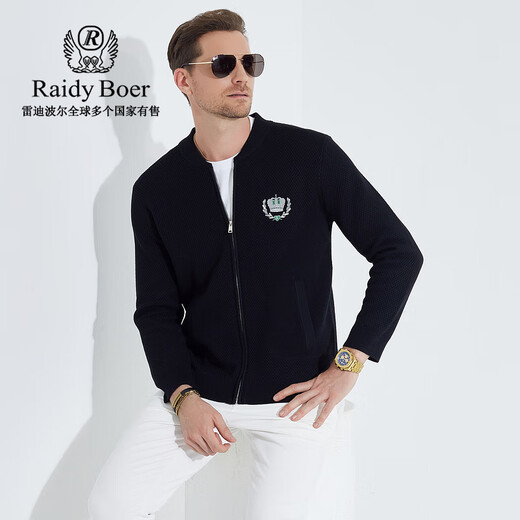 Raidy Boer/雷迪波尔【可机洗易打理】男秋季针织毛衣开衫5407-70 黑色  175/50/L