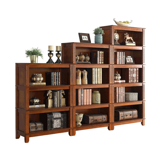 Grine American Massivholz Bücherregal kostenlose Kombination aus raumhohe Wand Einfaches Wohnzimmer Büro Europäische Bücherregalregal Vierschicht Bücherregal Height 1479 mm (tiefe Kirschfarbe) 1000*380 (Länge*Breite)
