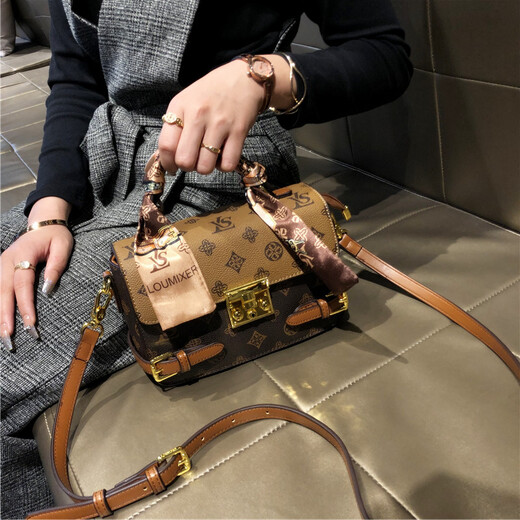 ESDS Hong Kong brand genuine leather bag women's bag 2025 new light luxury niche high-end single-shoulder small square bag crossbody bag yellow color combination (counter gift box set)