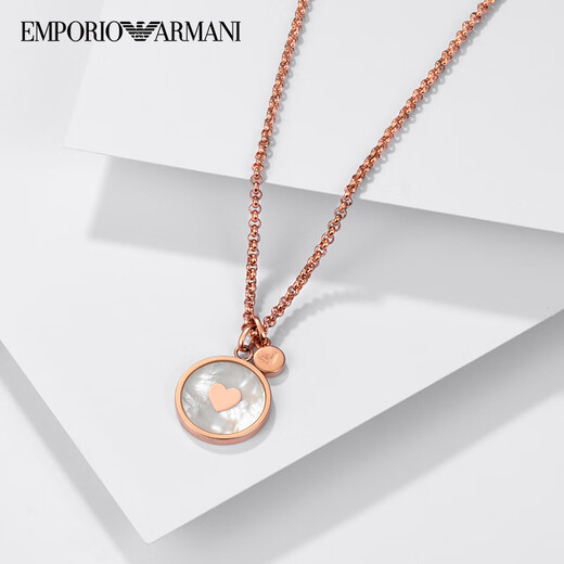 EMPORIO ARMANI Armani women's necklace peach heart mother-of-pearl pendant necklace birthday gift for girlfriend EGS2903221