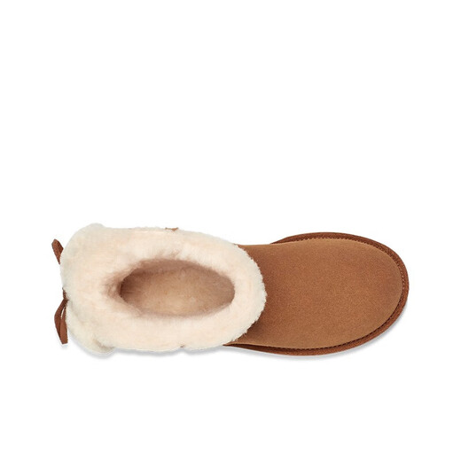 UGG秋季女士舒适时尚平底保暖迷你双蝴蝶结款休闲雪地靴 1127130 CHE | 栗色 38